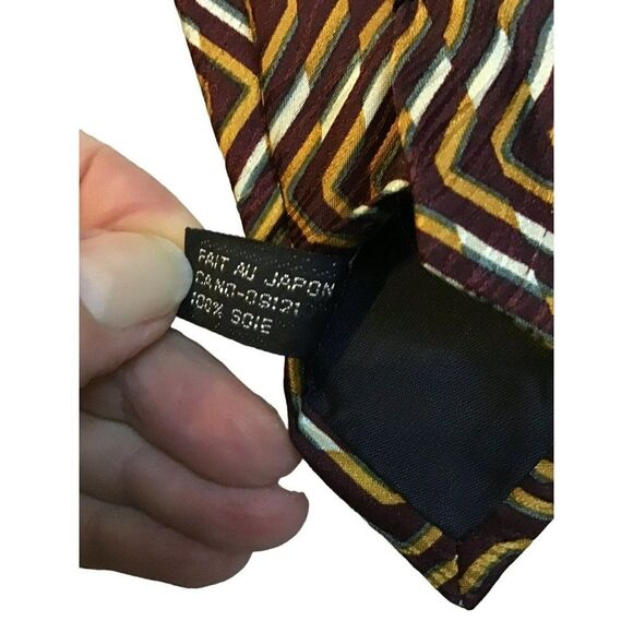 5/$10 Jhane Barnes Men's Silk Tie 58" Brown Orange NWOT - Picture 6 of 6